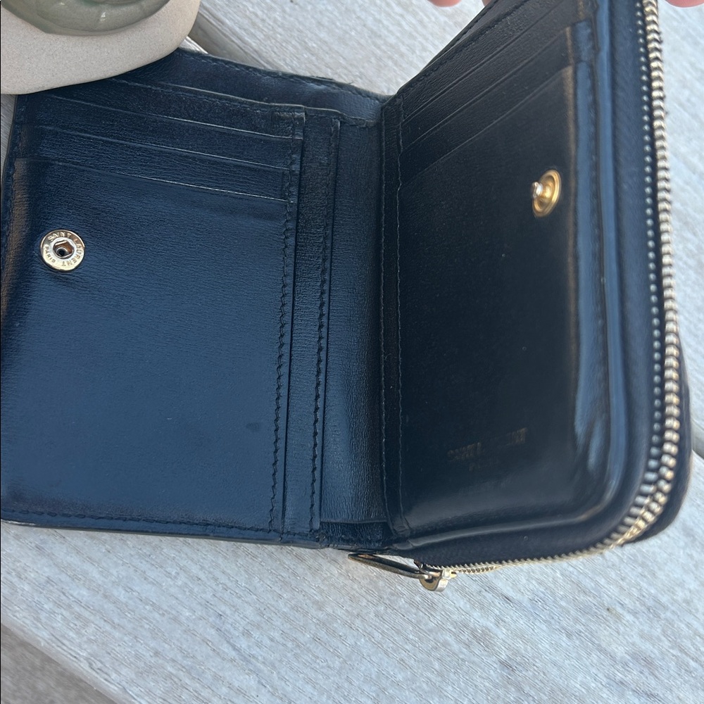 Saint Laurent (YSL) Black Leather Compact Wallet - Picture 9 of 9